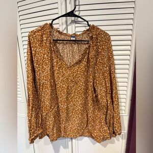 Old Navy Brown Relaxed Ruffled Blouse